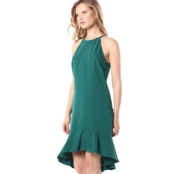Trina Turk Emerald Green Zosia High Low Halter Dress Sz S - Picture 2 of 7